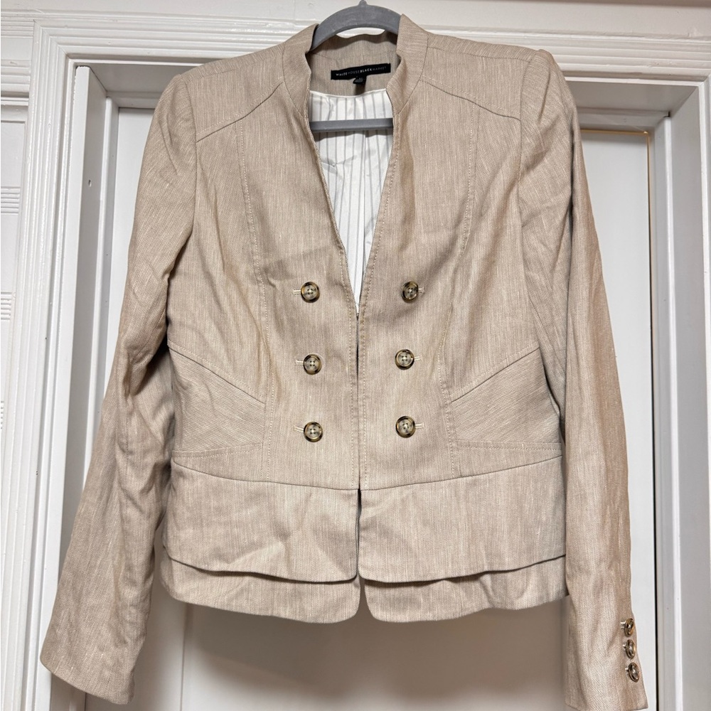 White House Black Market Beige Double-Breasted Blazer